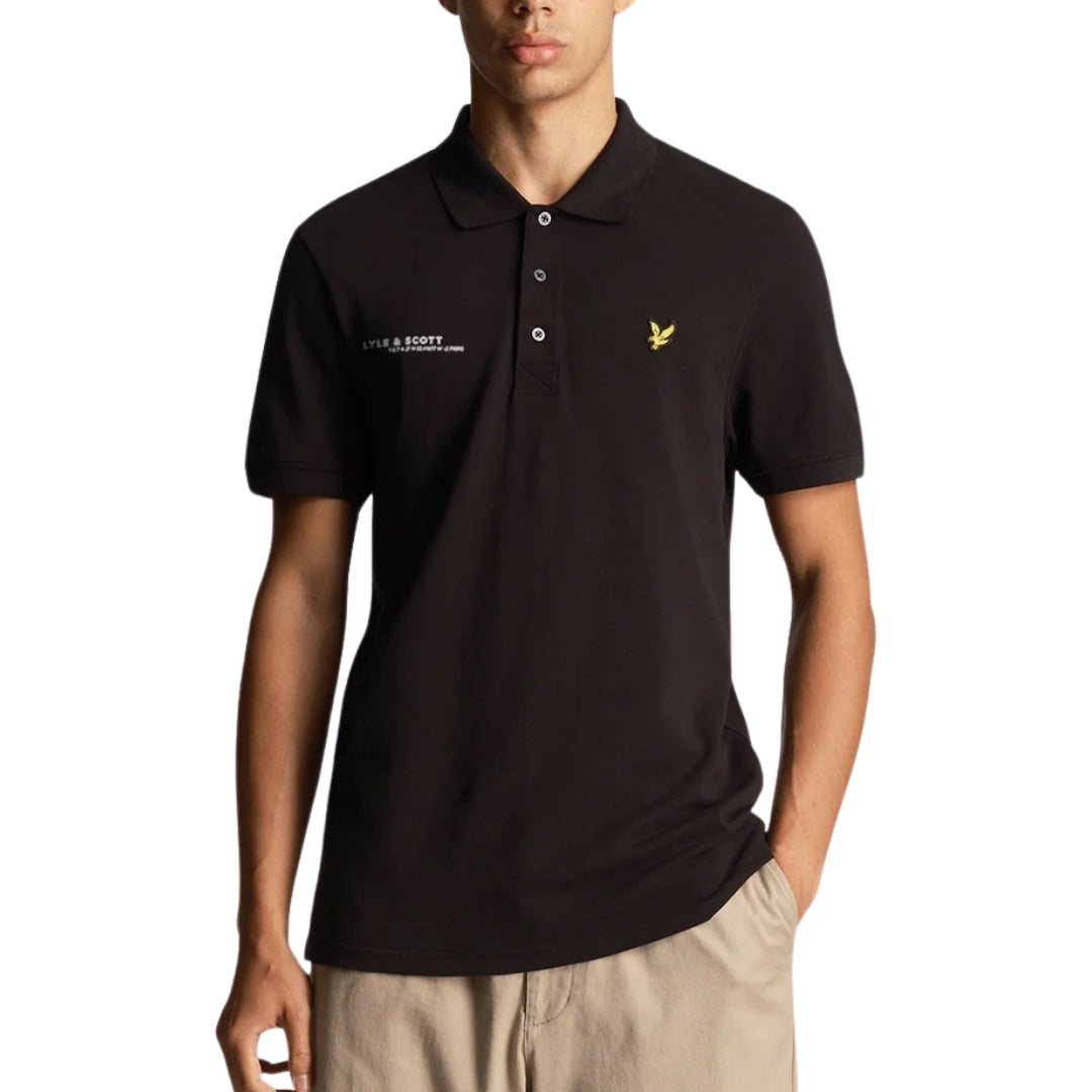 Lyle & Scott Black Co-ordinate Print Logo Short Sleeved Polo Shirt XS