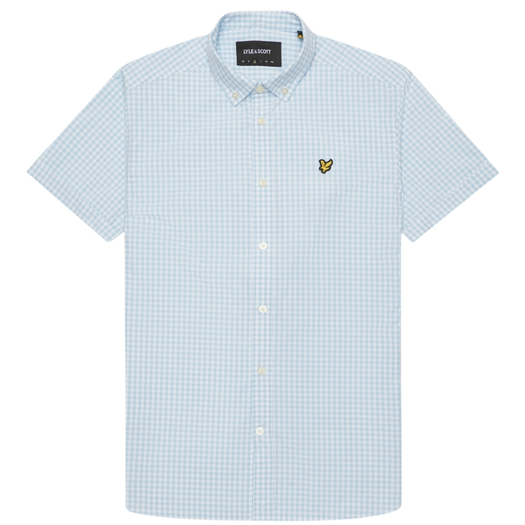 Lyle & Scott Short Sleeve Blue Gringham Shirt S