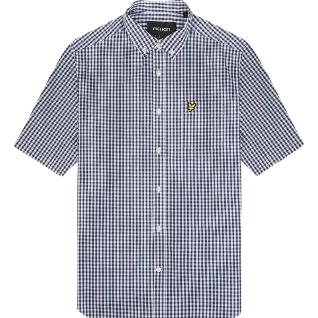 Lyle & Scott Short Sleeve Slim Fit Navy Gingham Shirt