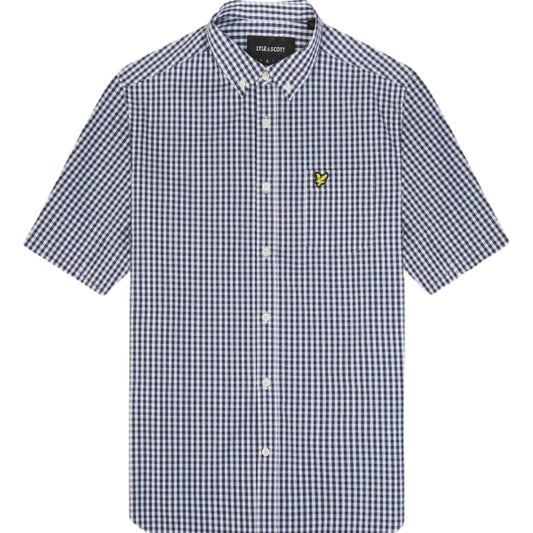 Lyle & Scott Short Sleeve Slim Fit Navy Gingham Shirt