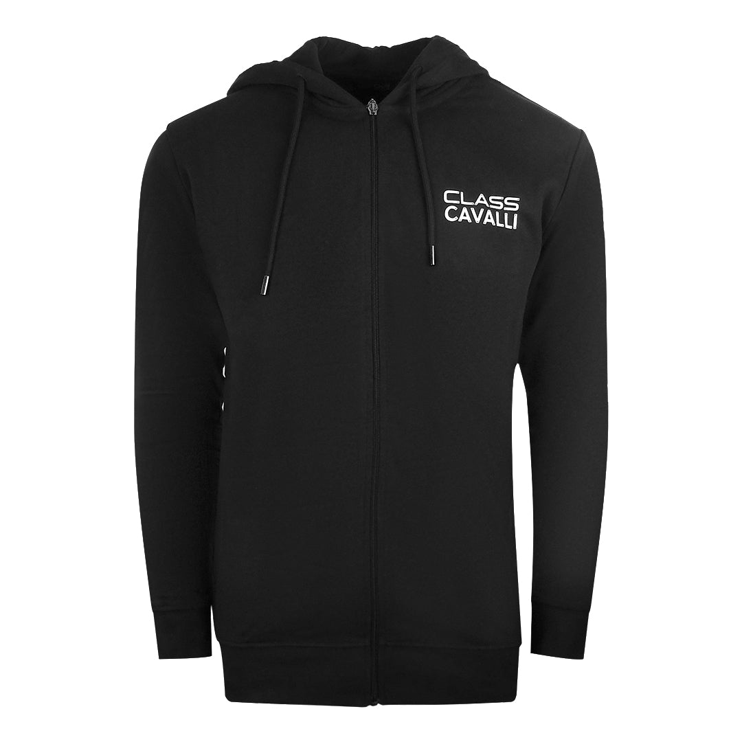 Cavalli Class Reverse Logo Black Zip-Up Hoodie