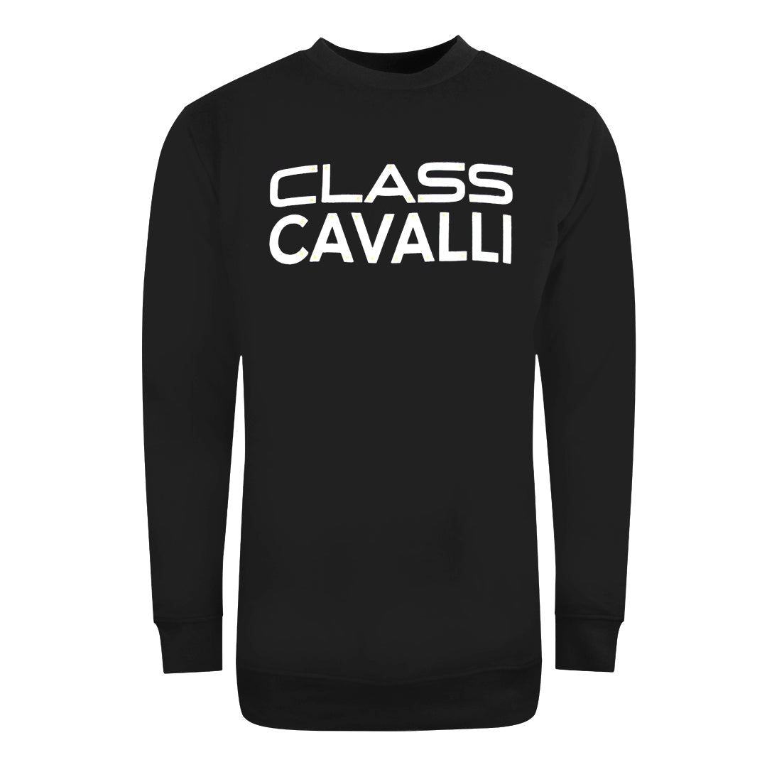 Cavalli Class Large Bold Logo Design Black Sweatshirt M