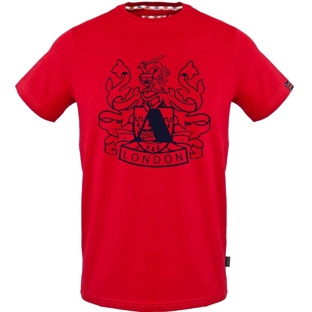 Aquascutum Large Shield Aldis Logo Red T-Shirt S