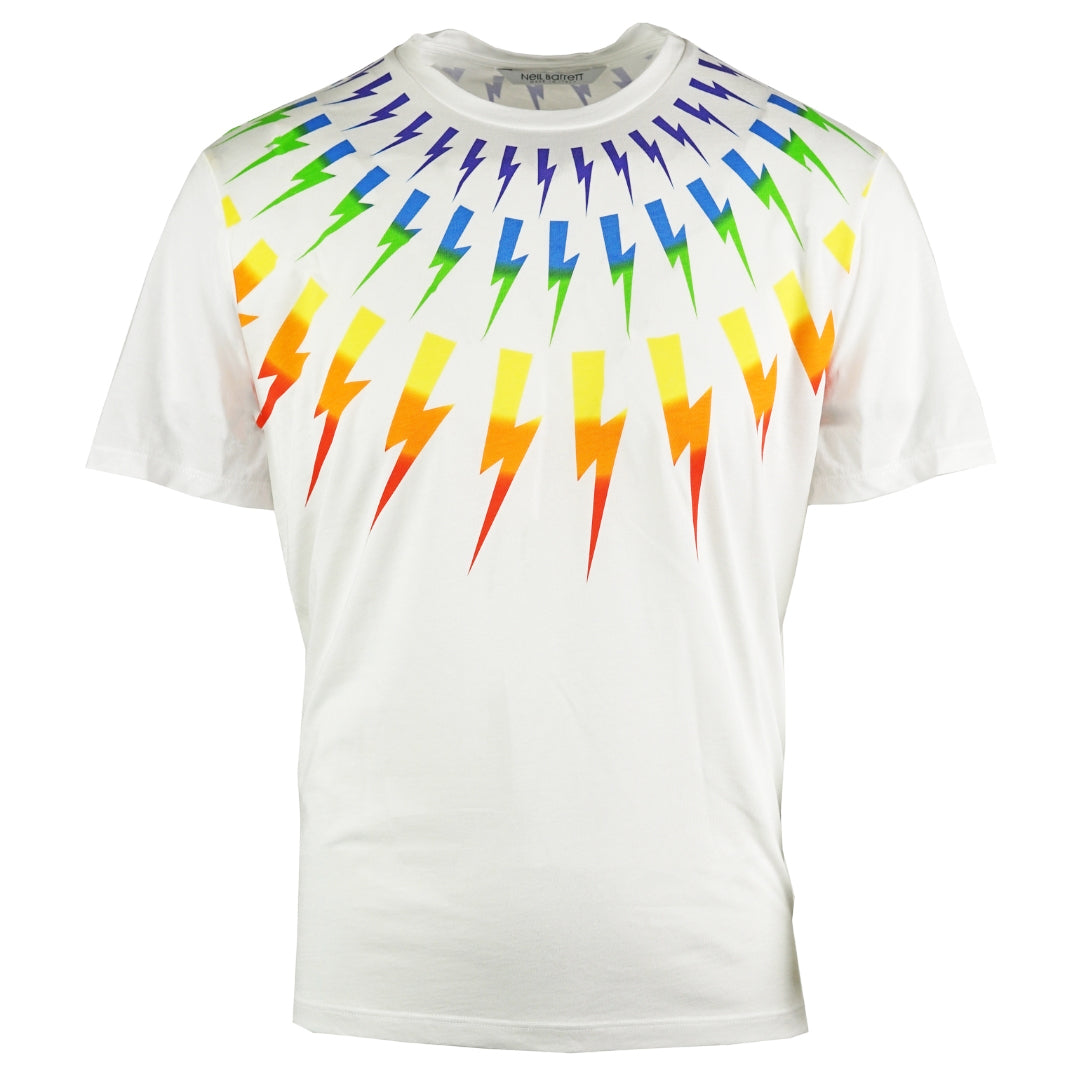 Neil Barrett Multicolour Lightning Bolt White Oversize Tee - Blakeburn