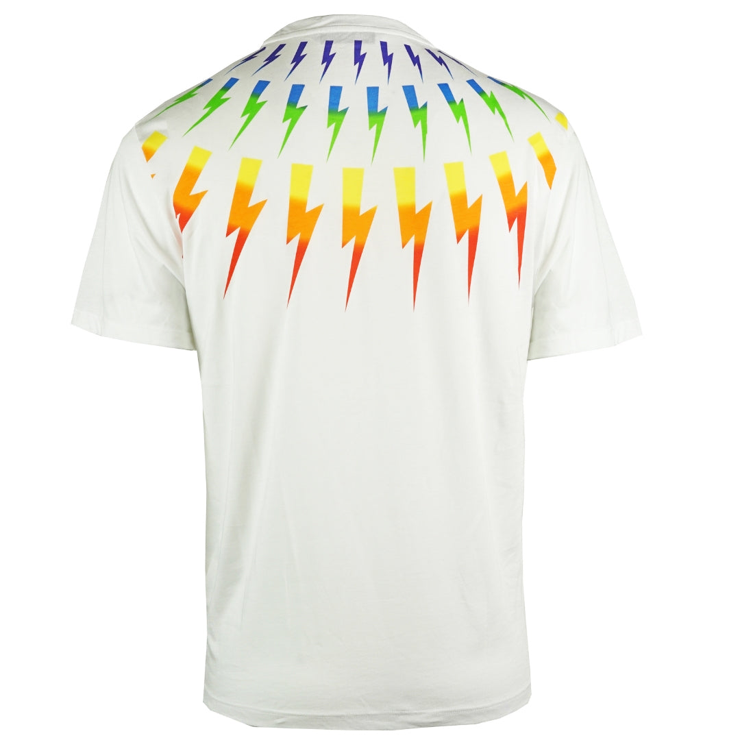 Neil Barrett Multicolour Lightning Bolt White Oversize Tee - Blakeburn