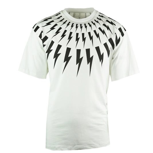 Neil Barrett Lightning Bolt Easy Fit Oversize White Tee - Blakeburn