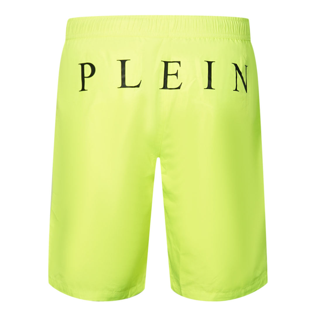 Philipp Plein Brand Logo Fluorescent Yellow Swim Shorts