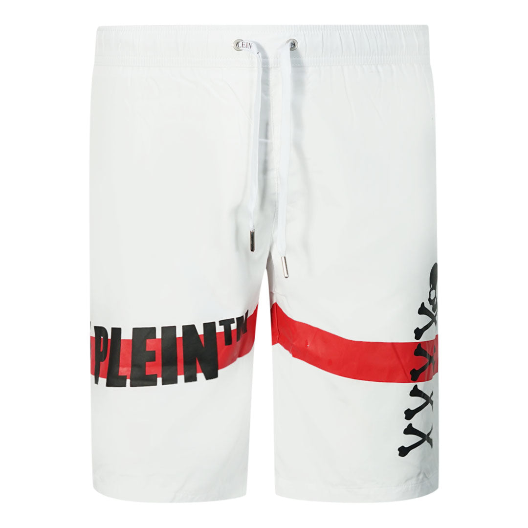 Philipp Plein Mens Cupp11L01 01 Swim Shorts White