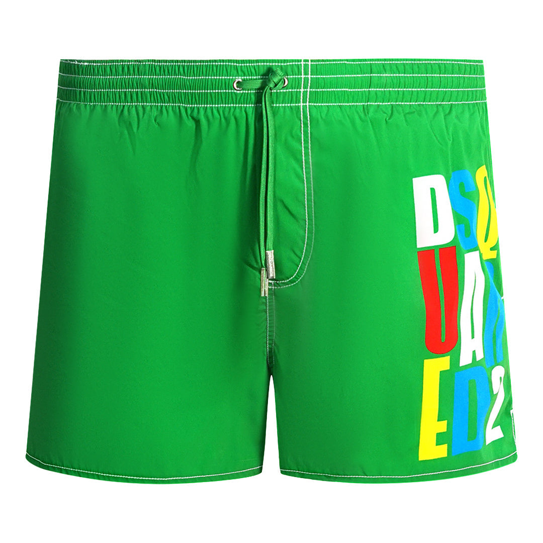 Dsquared2 Multi-Colour Block Logo Green Swim Shorts