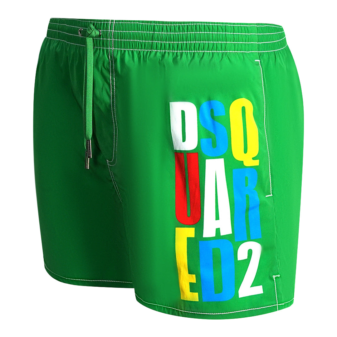 Dsquared2 Multi-Colour Block Logo Green Swim Shorts