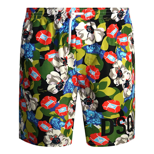 Dsquared2 Colourful Floral All-Over Design Green Swim Shorts