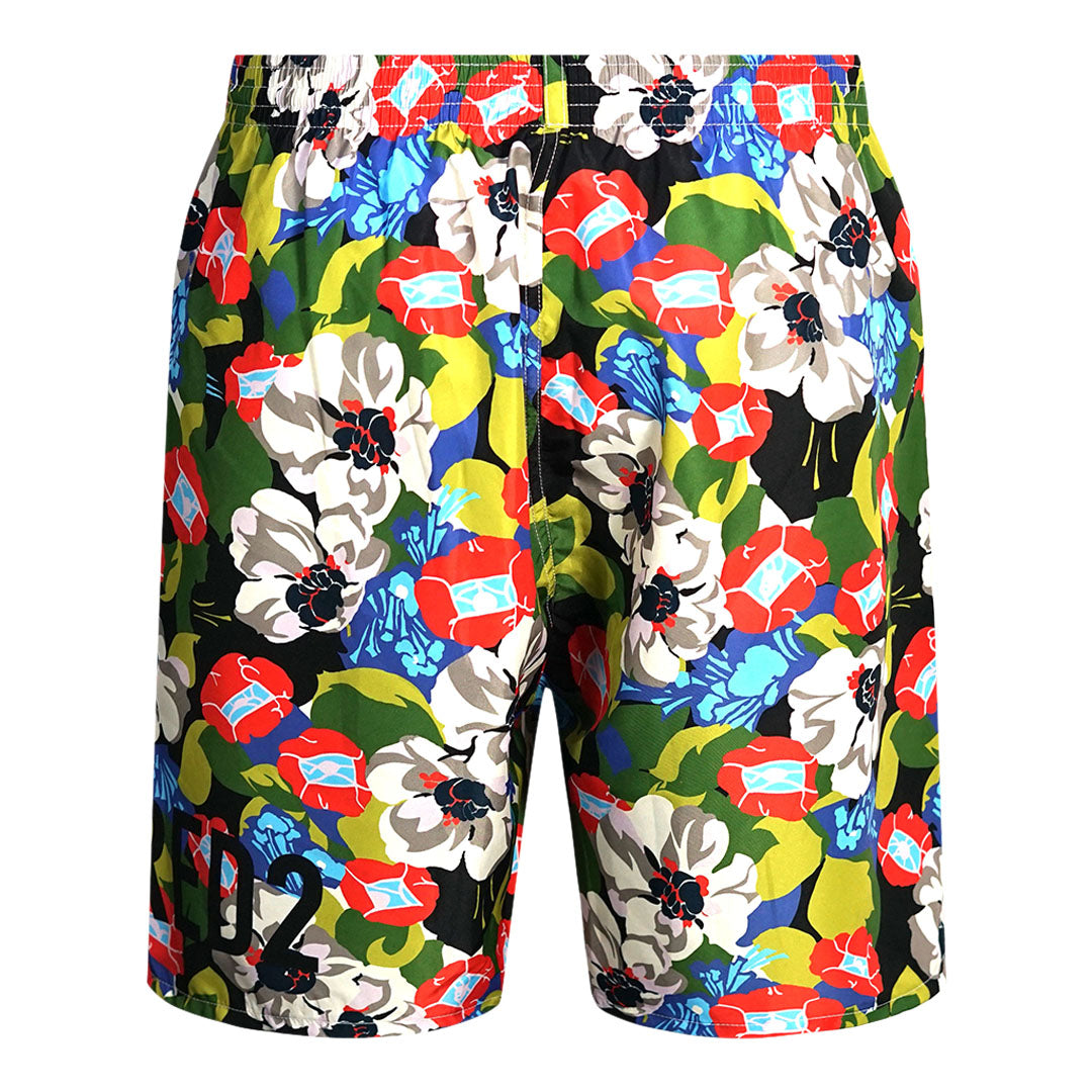 Dsquared2 Colourful Floral All-Over Design Green Swim Shorts