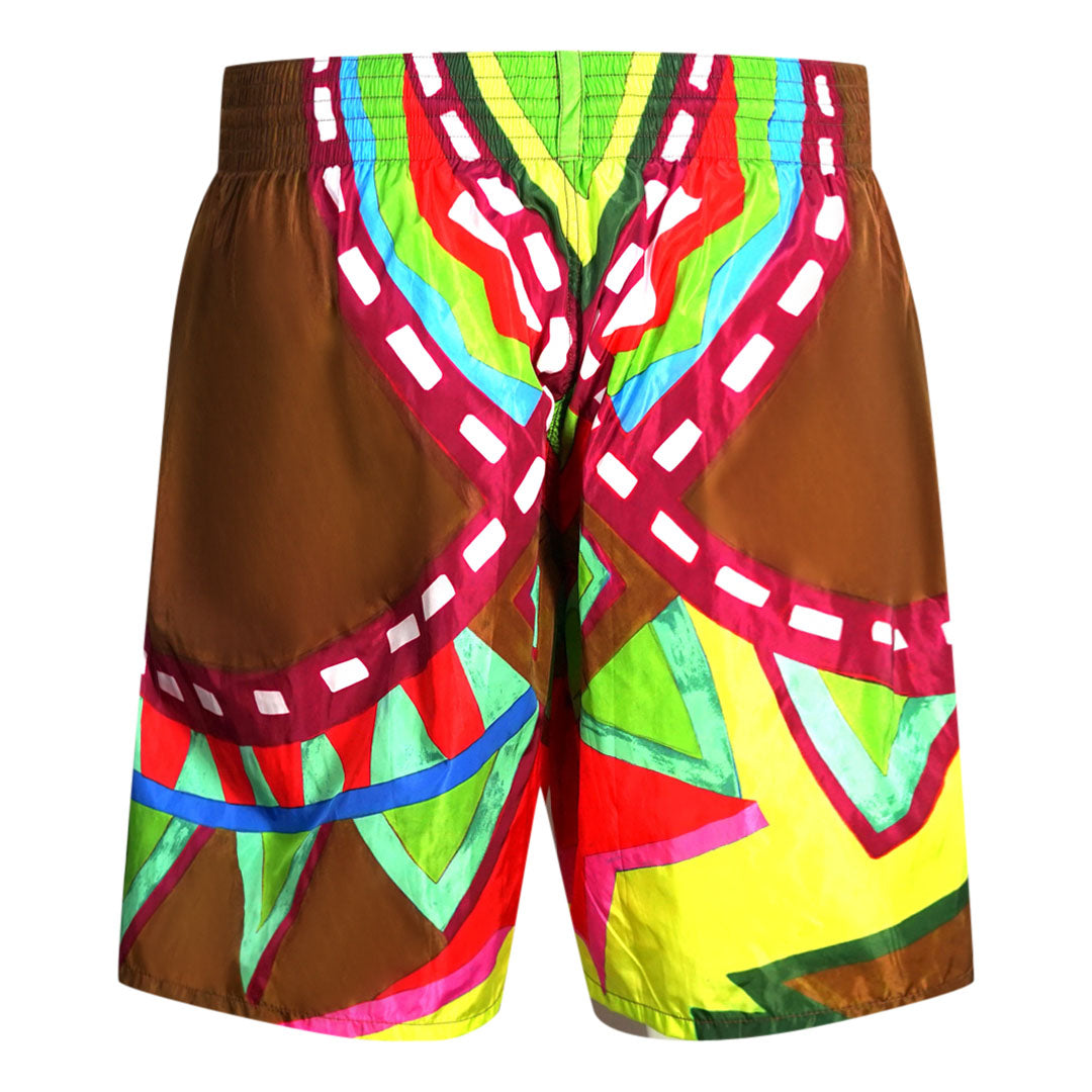 Dsquared2 Colourful Abstract Design Brown Swim Shorts