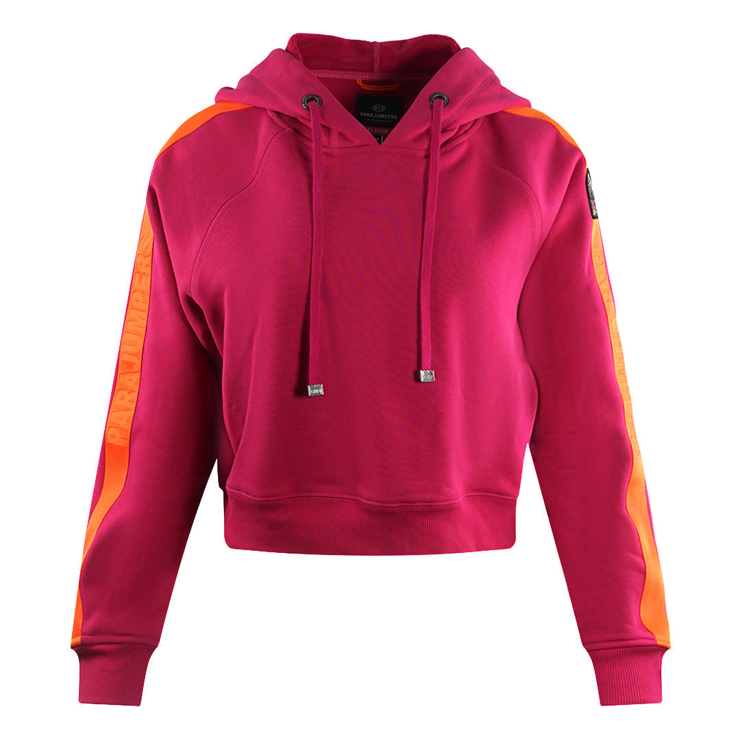 Parajumpers Letta Taped Sleeves Pink Cropped Hoodie