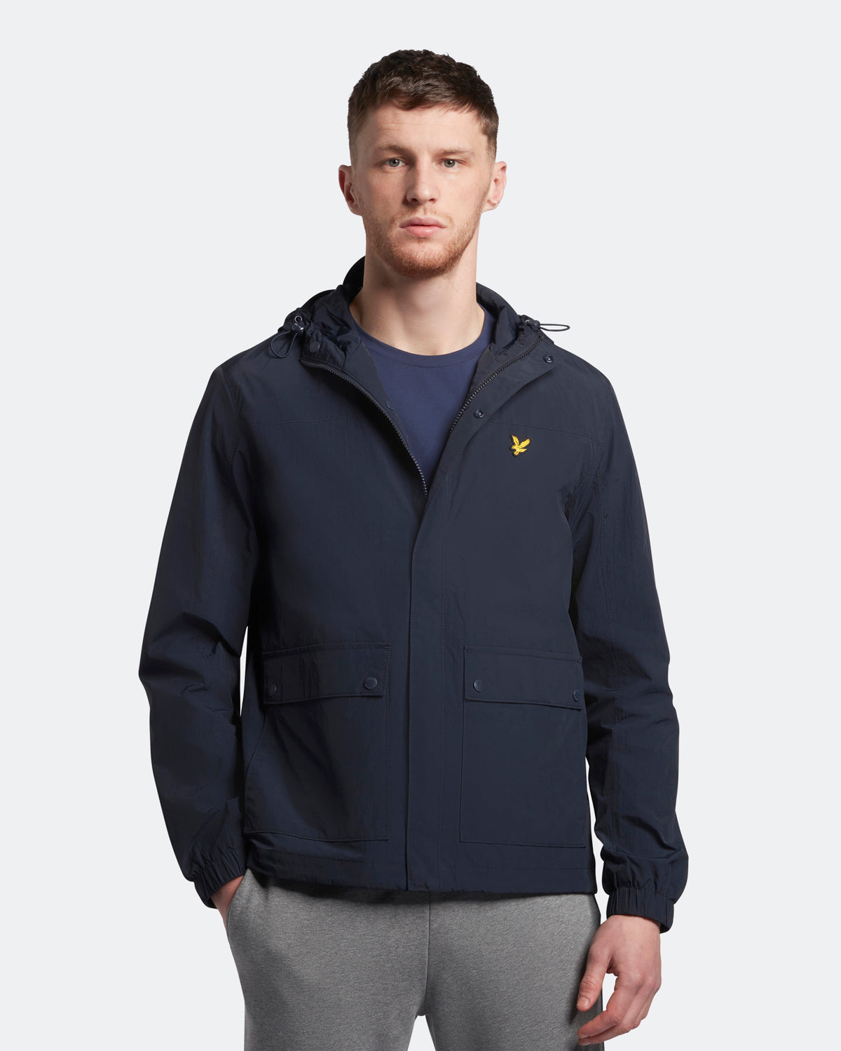 Lyle & Scott Branded Navy Blue Hooded Parka Jacket