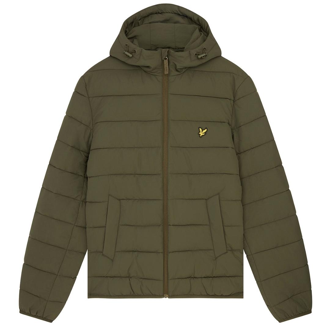 Lyle & Scott Branded Olive Hooded Puffer Jacket L