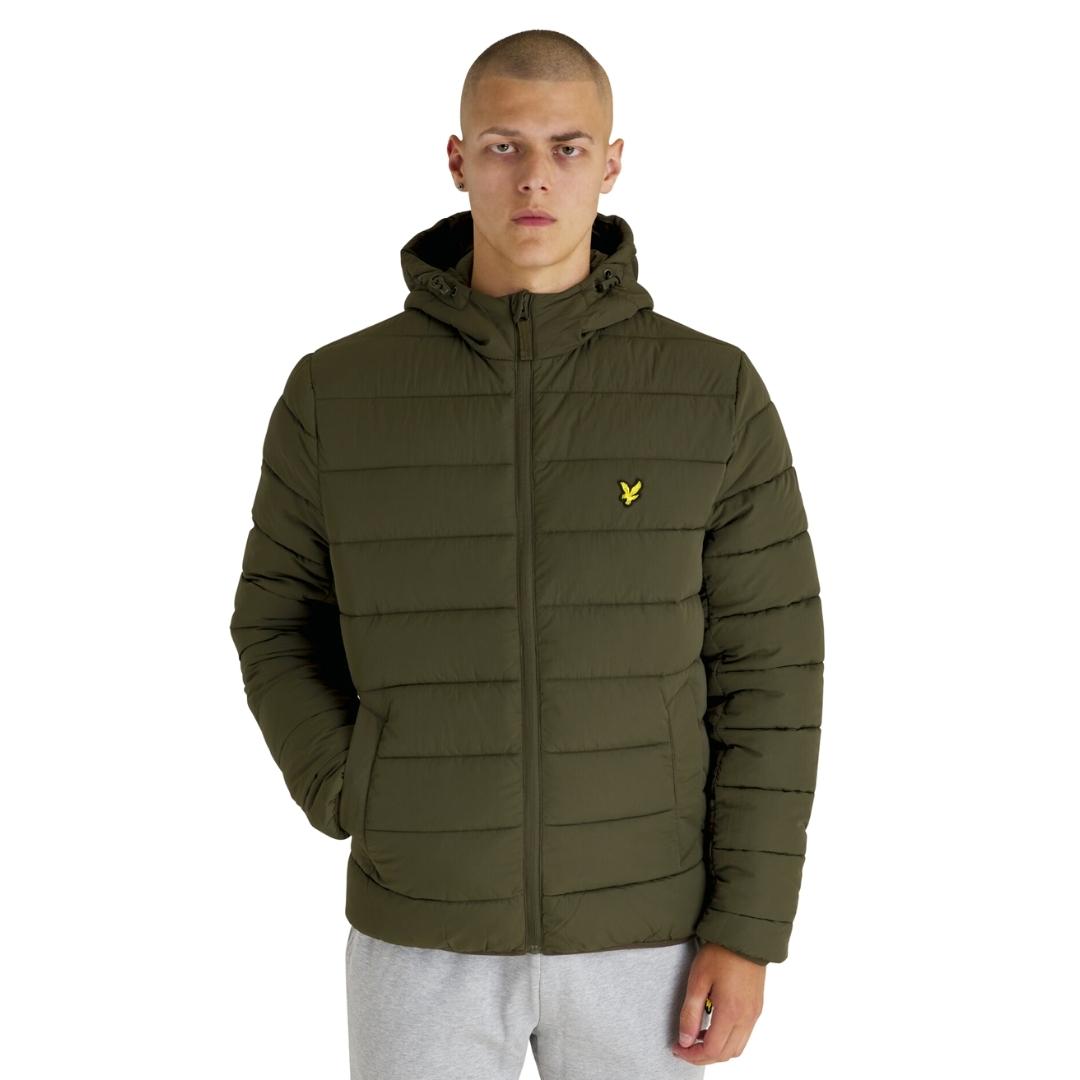 Lyle & Scott Branded Olive Hooded Puffer Jacket L