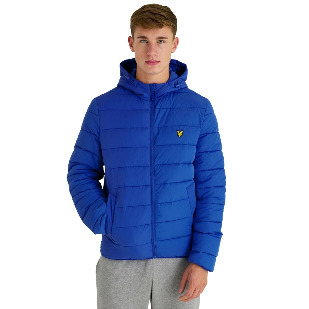 Lyle & Scott Branded Bright Blue Hooded Puffer Jacket