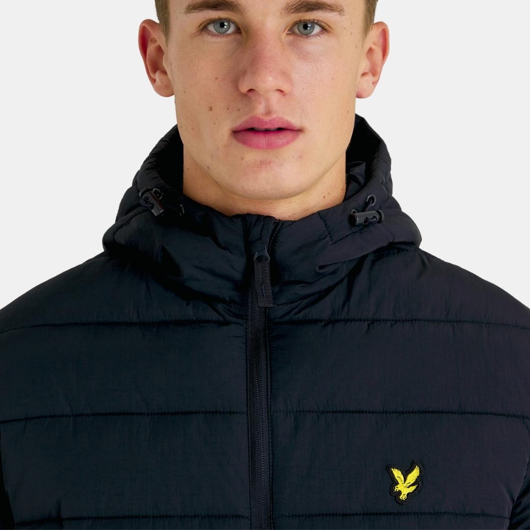 Lyle & Scott Branded Dark Navy Hooded Puffer Jacket L