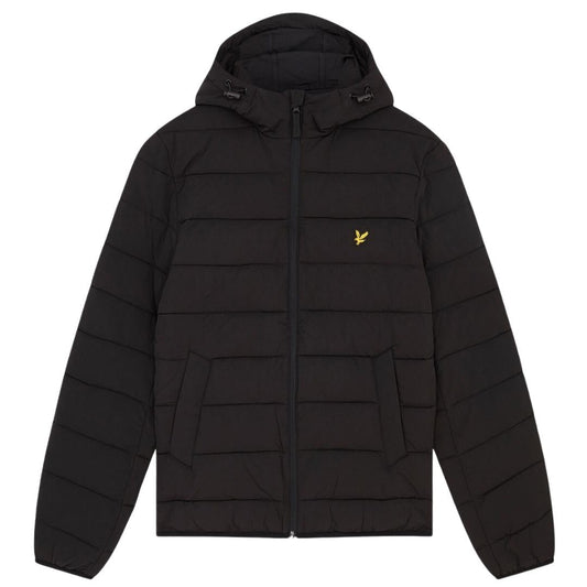 Lyle & Scott Branded Black Hooded Puffer Jacket