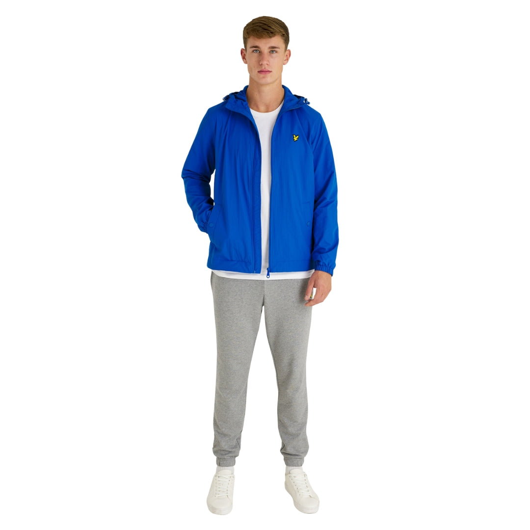 Lyle & Scott Branded Bright Blue Hooded Short Lightweight Jacket L