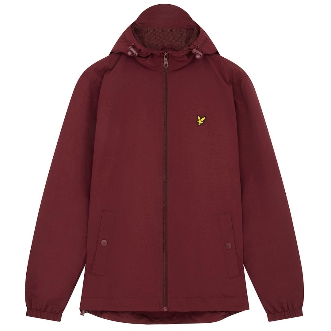 Lyle & Scott Branded Burgundy Hooded Short Lightweight Jacket