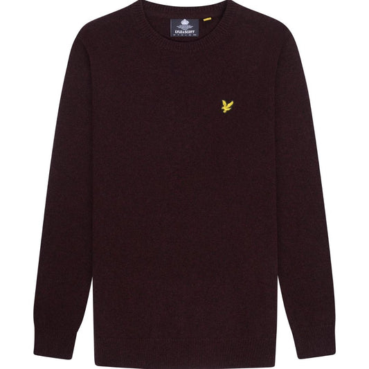 Lyle & Scott Crew Neck Lambswool Burgundy Marl Blend Jumper