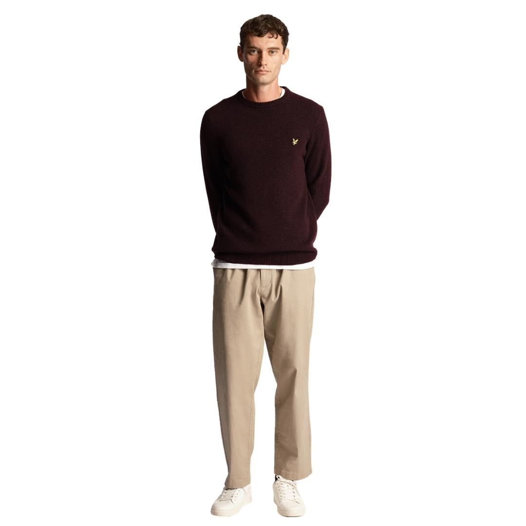 Lyle & Scott Crew Neck Lambswool Burgundy Marl Blend Jumper