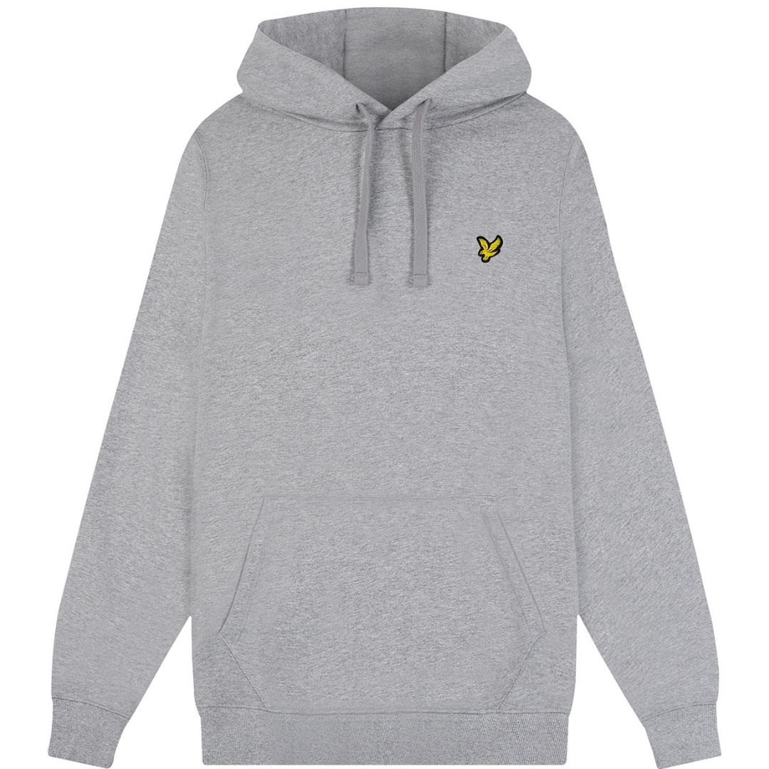 Lyle & Scott Branded Mid Grey Marl Pull-over Hoodie