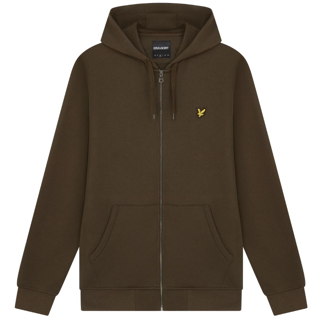 Lyle & Scott Branded Olive Zip-Up Hoodie