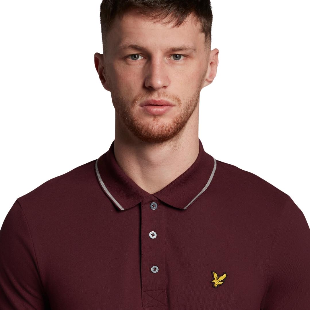 Lyle & Scott Tipped Collar Burgundy Polo Shirt