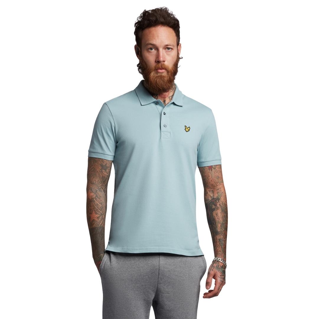 Lyle & Scott Branded Chest Logo Away Blue Polo Shirt