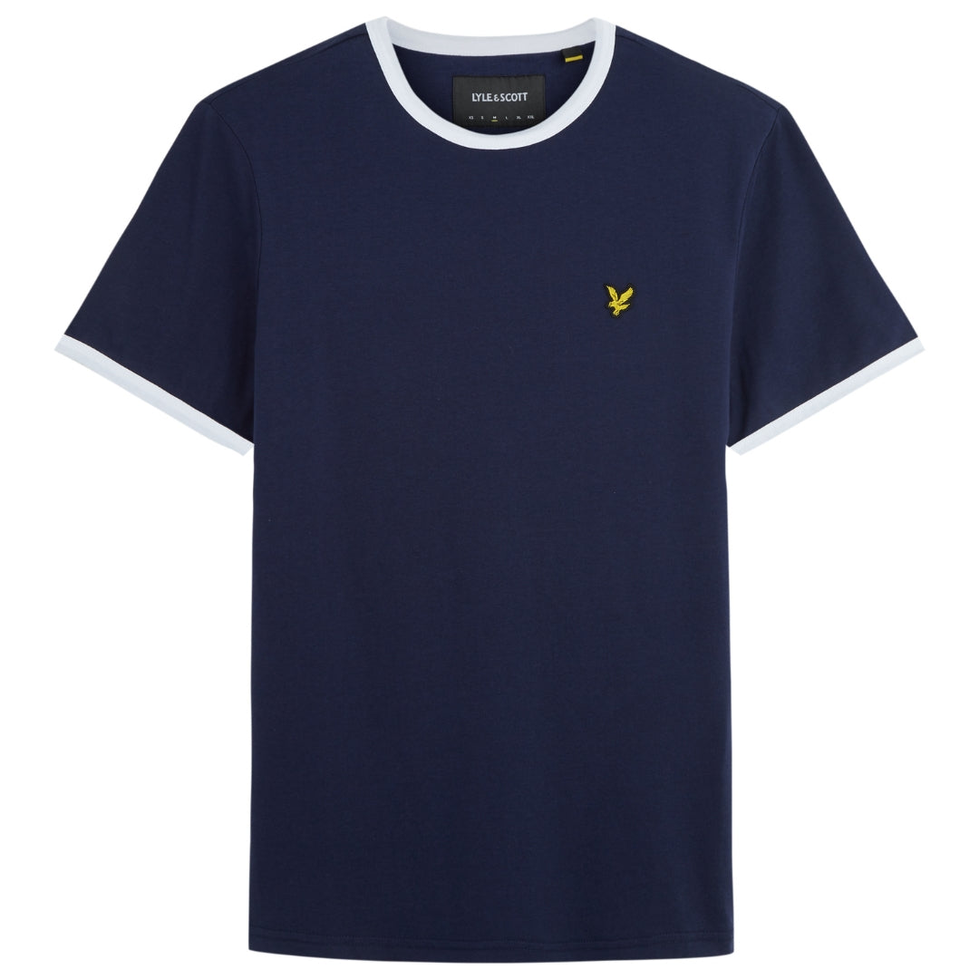 Lyle & Scott Branded Navy Ringer T-Shirt