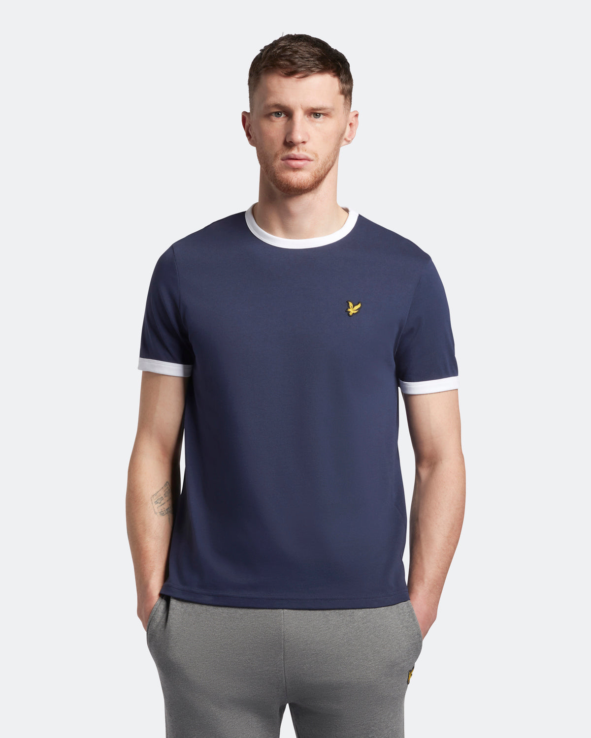 Lyle & Scott Branded Navy Ringer T-Shirt