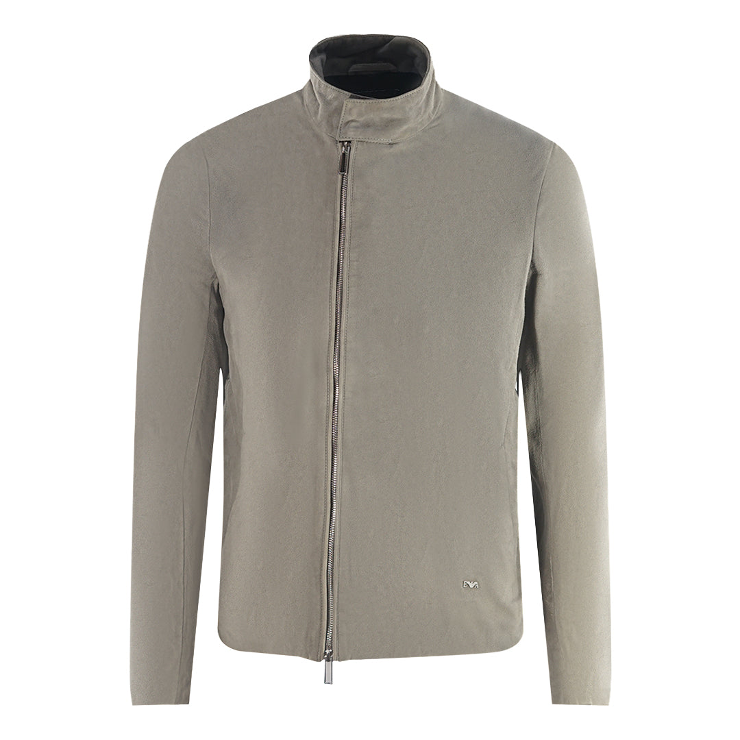 Emporio Armani Grey Leather Jacket - Blakeburn