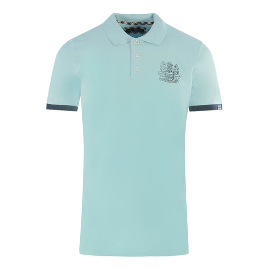 Aquascutum Branded Collar Light Blue Polo Shirt