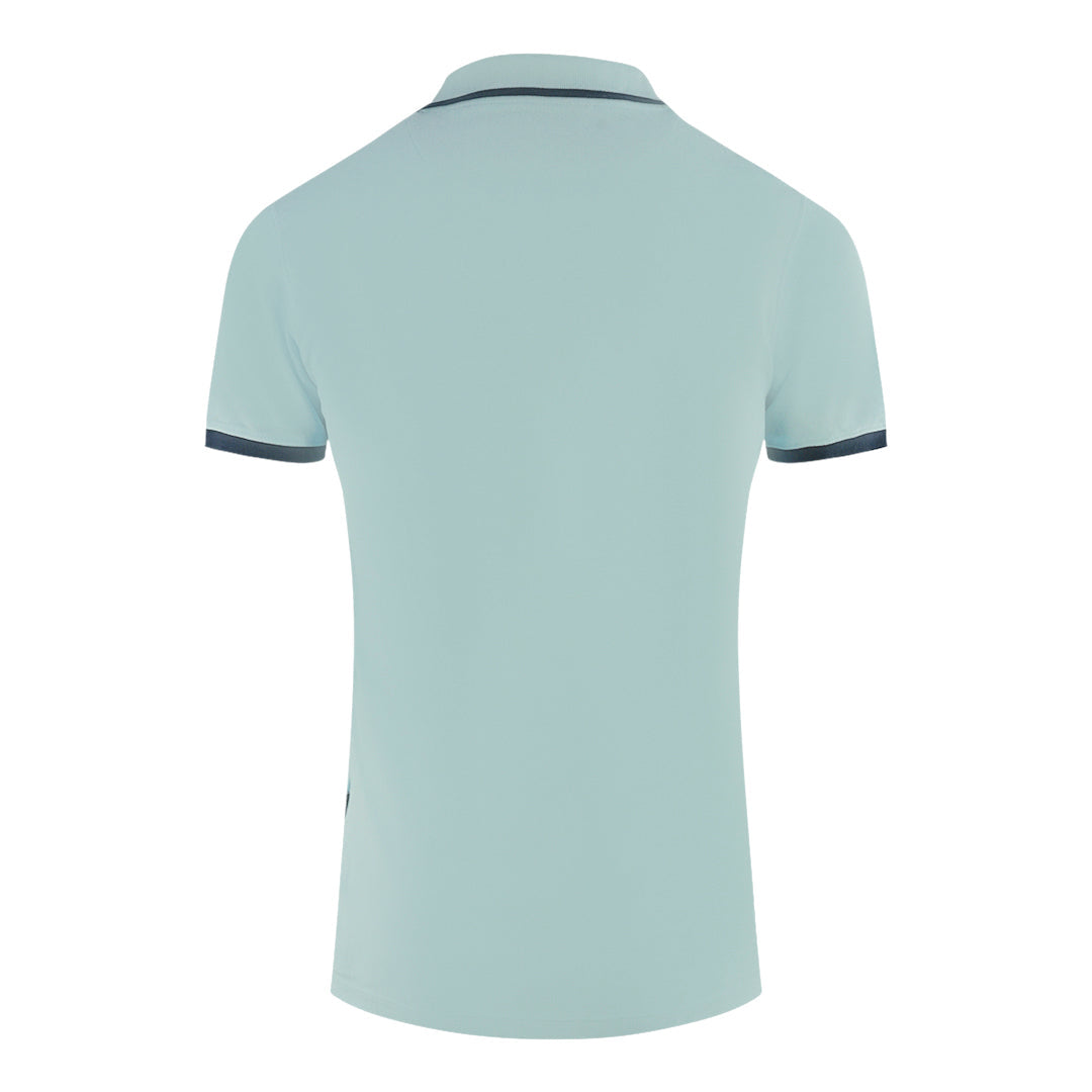 Aquascutum Branded Shoulder Tipped Light Blue Polo Shirt