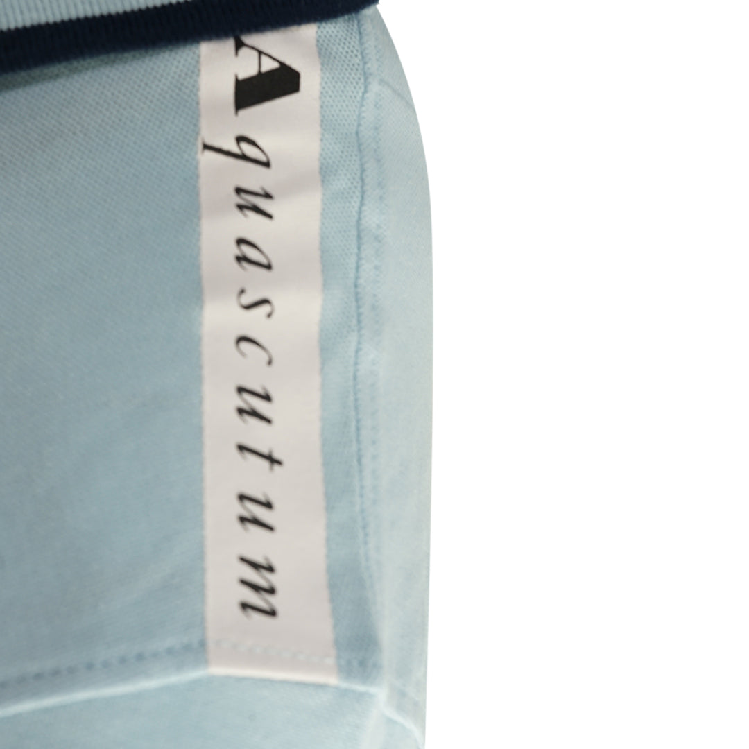 Aquascutum Branded Shoulder Tipped Light Blue Polo Shirt