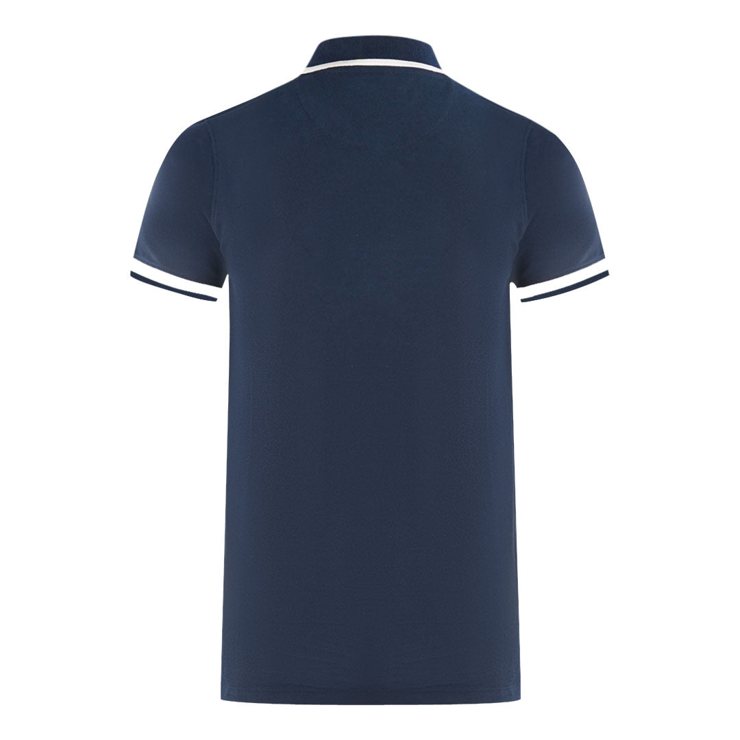 Aquascutum London Embroidered Badge Navy Blue Polo Shirt