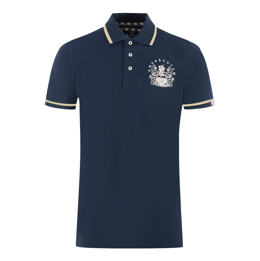 Aquascutum Tipped Aldis Navy Blue Polo Shirt