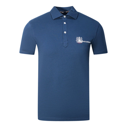 Aquascutum Aldis Brand London Logo Blue Polo Shirt