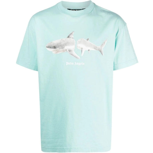 Palm Angels Classic Shark Design Light Blue T-Shirt