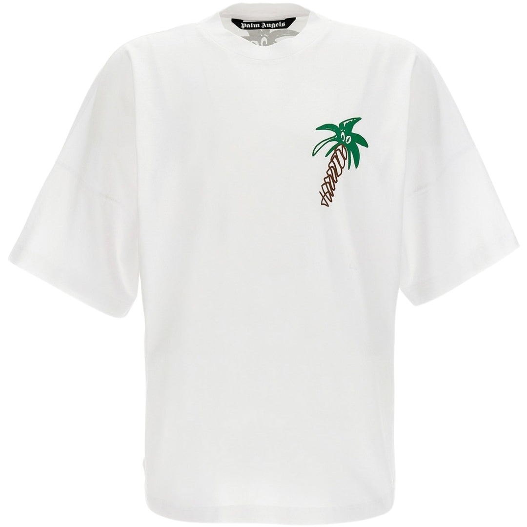 Palm Angels Sketchy Palm Tree Design Oversized Fit White T-Shirt