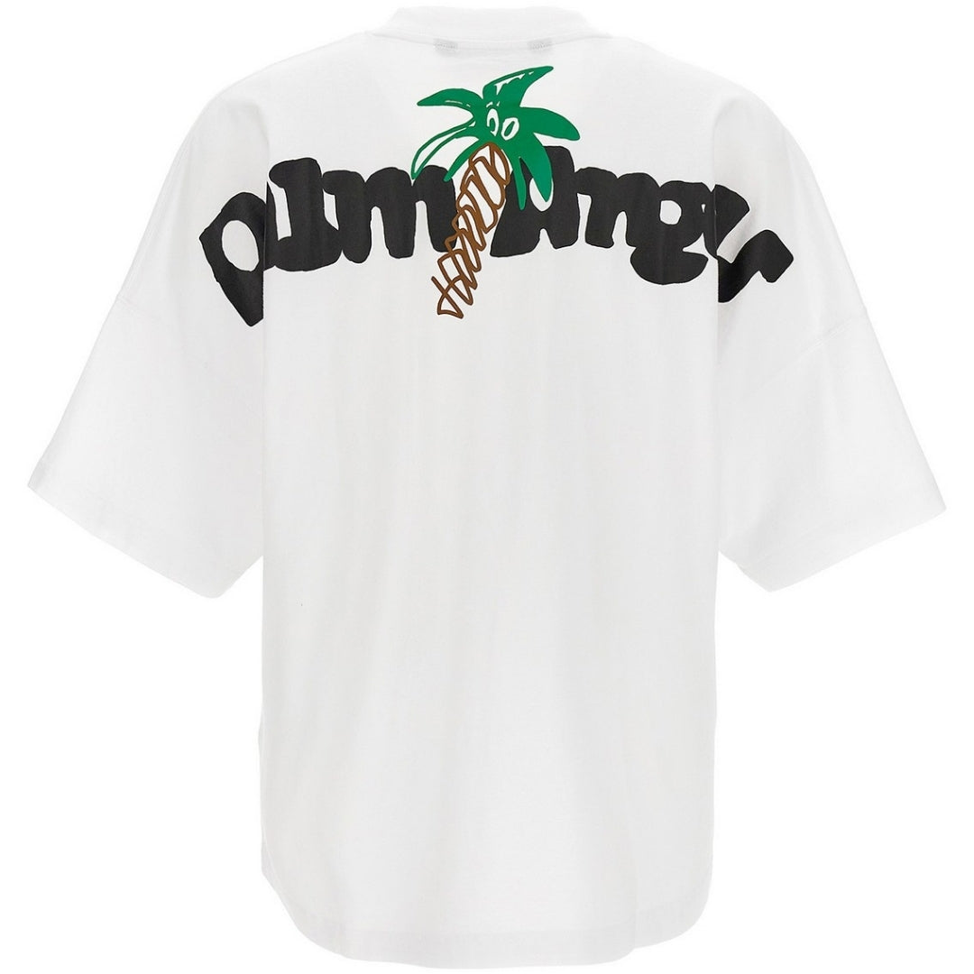 Palm Angels Sketchy Palm Tree Design Oversized Fit White T-Shirt