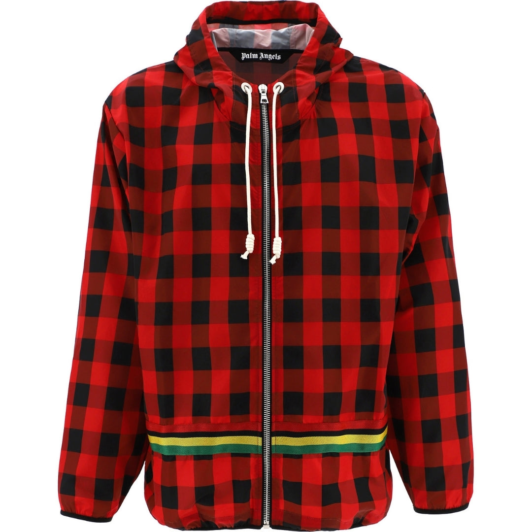 Palm Angels Buffalo Check Windbreaker Red Jacket - Blakeburn