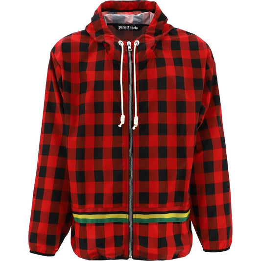 Palm Angels Buffalo Check Windbreaker Red Jacket - Blakeburn