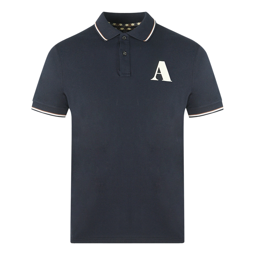 Aquascutum Mens Polo Shirt QMP010 85 Blue