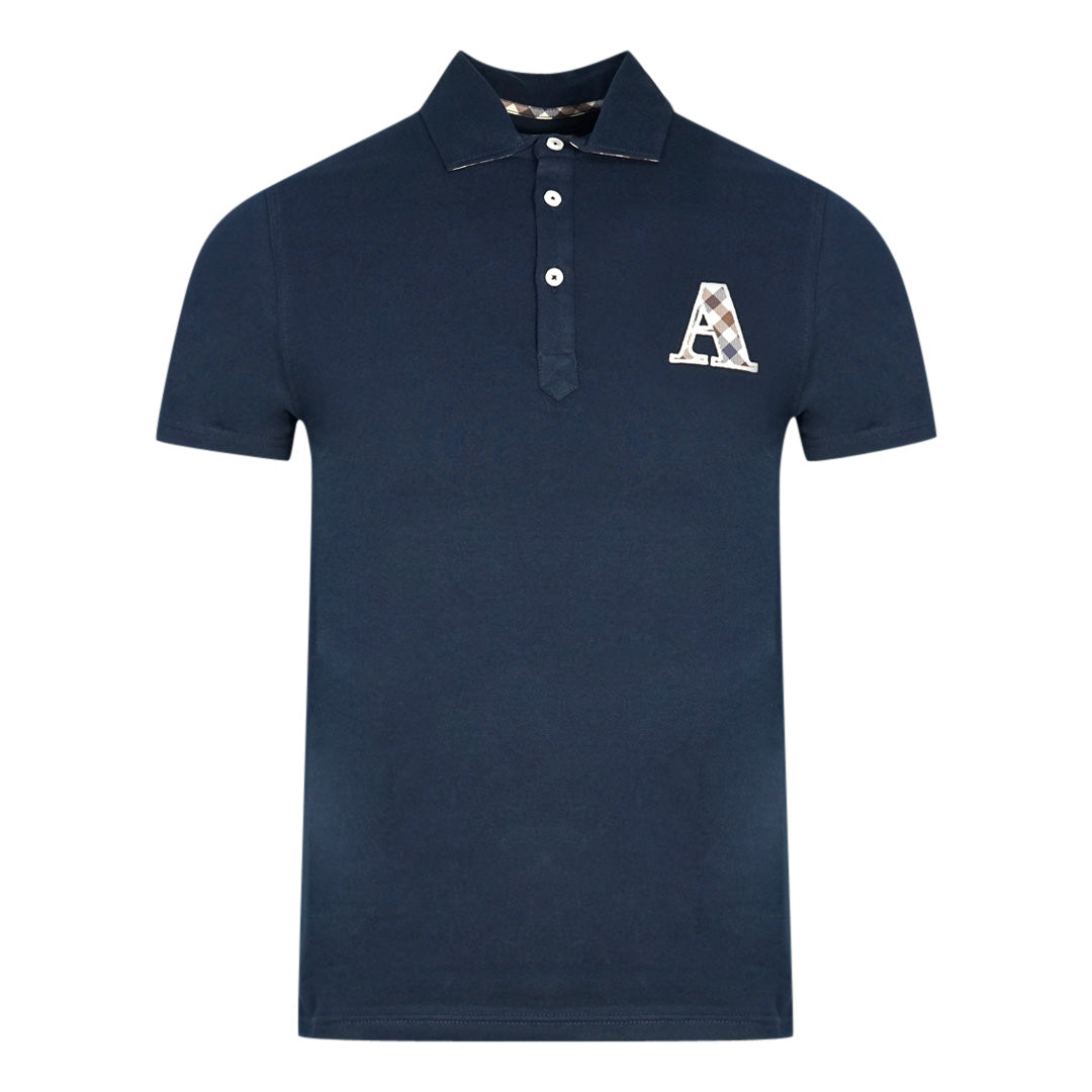 Aquascutum Mens QMP020 85 Polo Shirt Navy