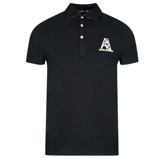 Aquascutum Mens QMP020 99 Polo Shirt Black