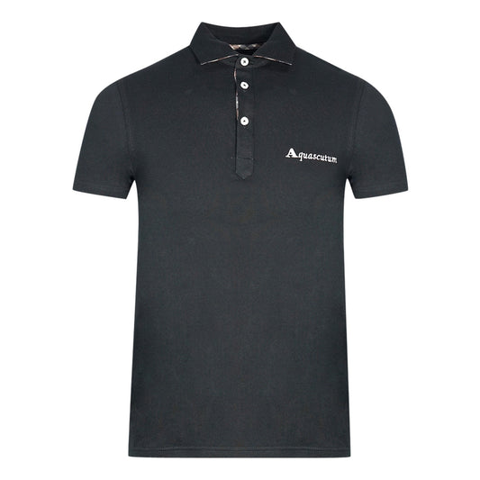 Aquascutum Mens QMP021 99 Polo Shirt Black